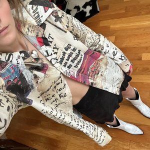 Rare Newsprint Just Cavalli Button-Down